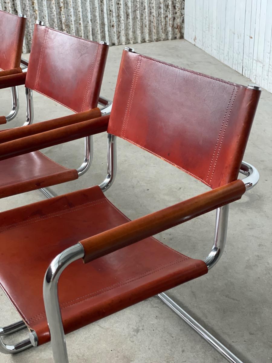 Set 5x Mart Stam S34 dining chairs for Linea Veam 1970s Italy