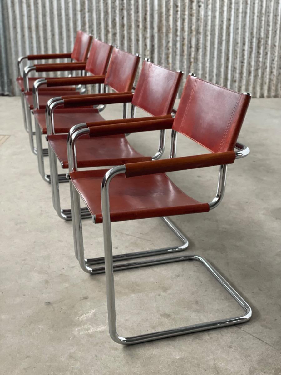 Set 5x Mart Stam S34 dining chairs for Linea Veam 1970s Italy