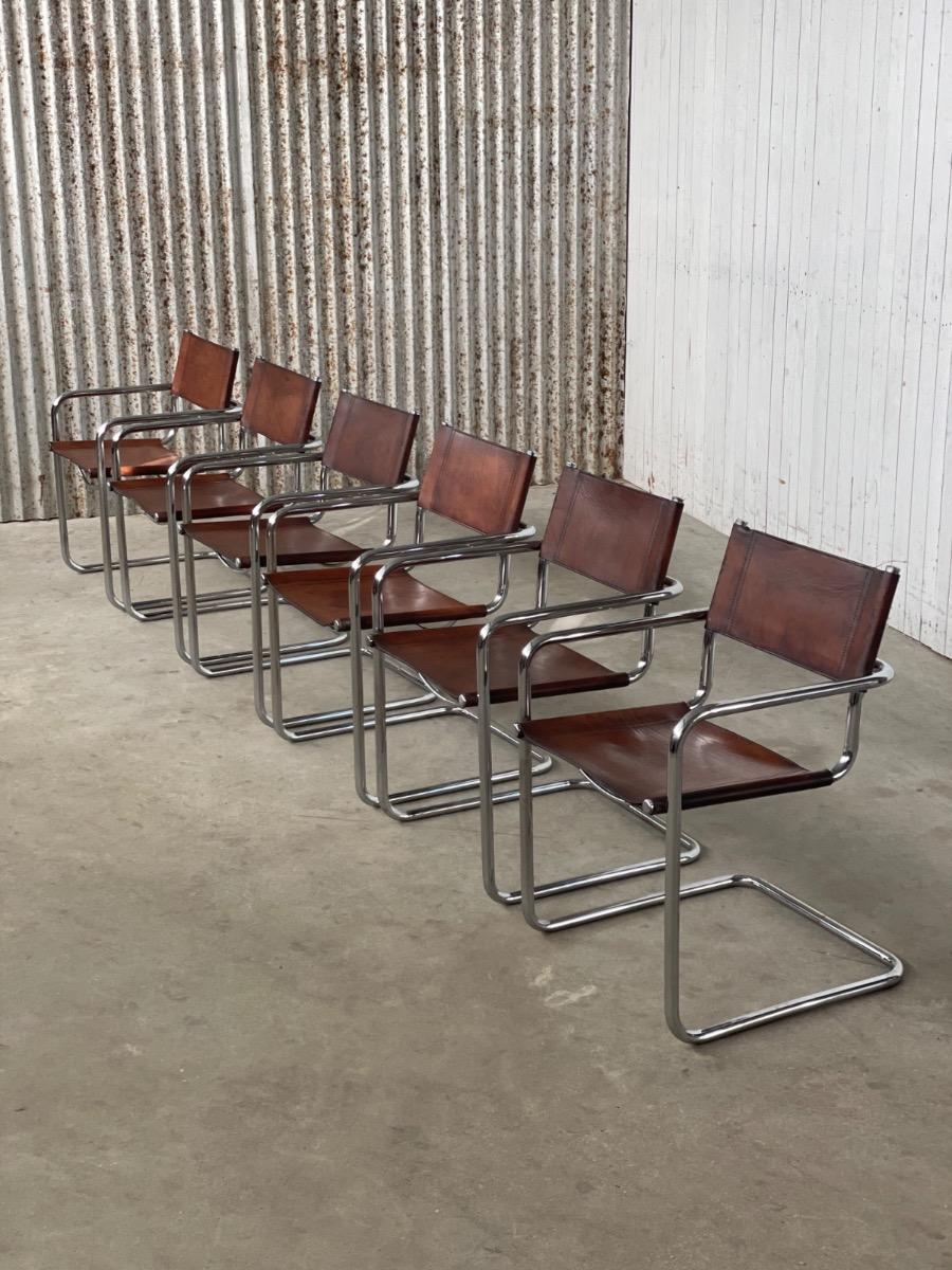 Set 6x Mart Stam S34 Dining chairs Linea Veam, Italy 1960s