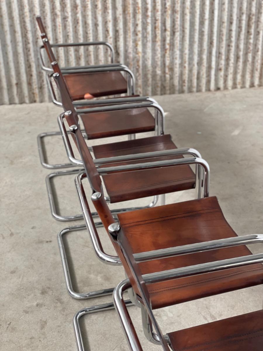 Set 6x Mart Stam S34 Dining chairs Linea Veam, Italy 1960s