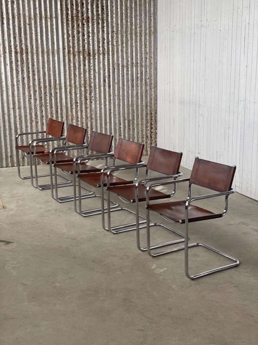 Set 6x Mart Stam S34 Dining chairs Linea Veam, Italy 1960s