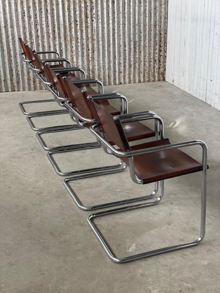 Set 6x Mart Stam S34 Dining chairs Linea Veam, Italy 1960s