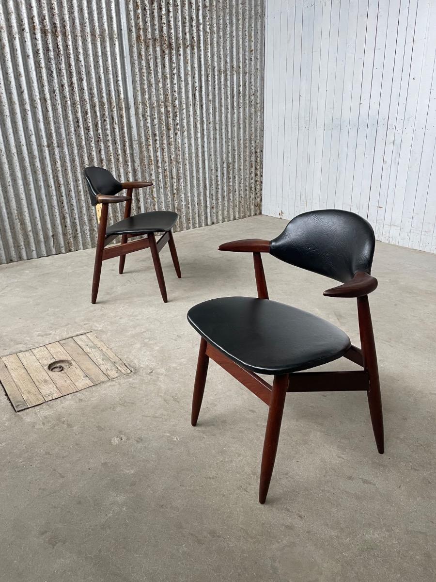 Set cowhorn chairs by Tijsseling - 1960s Netherlands 