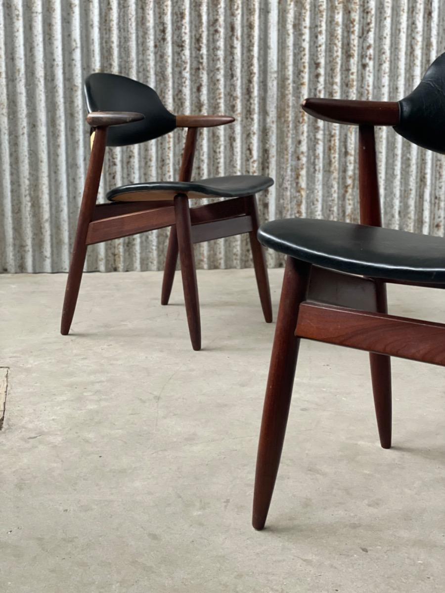 Set cowhorn chairs by Tijsseling - 1960s Netherlands 