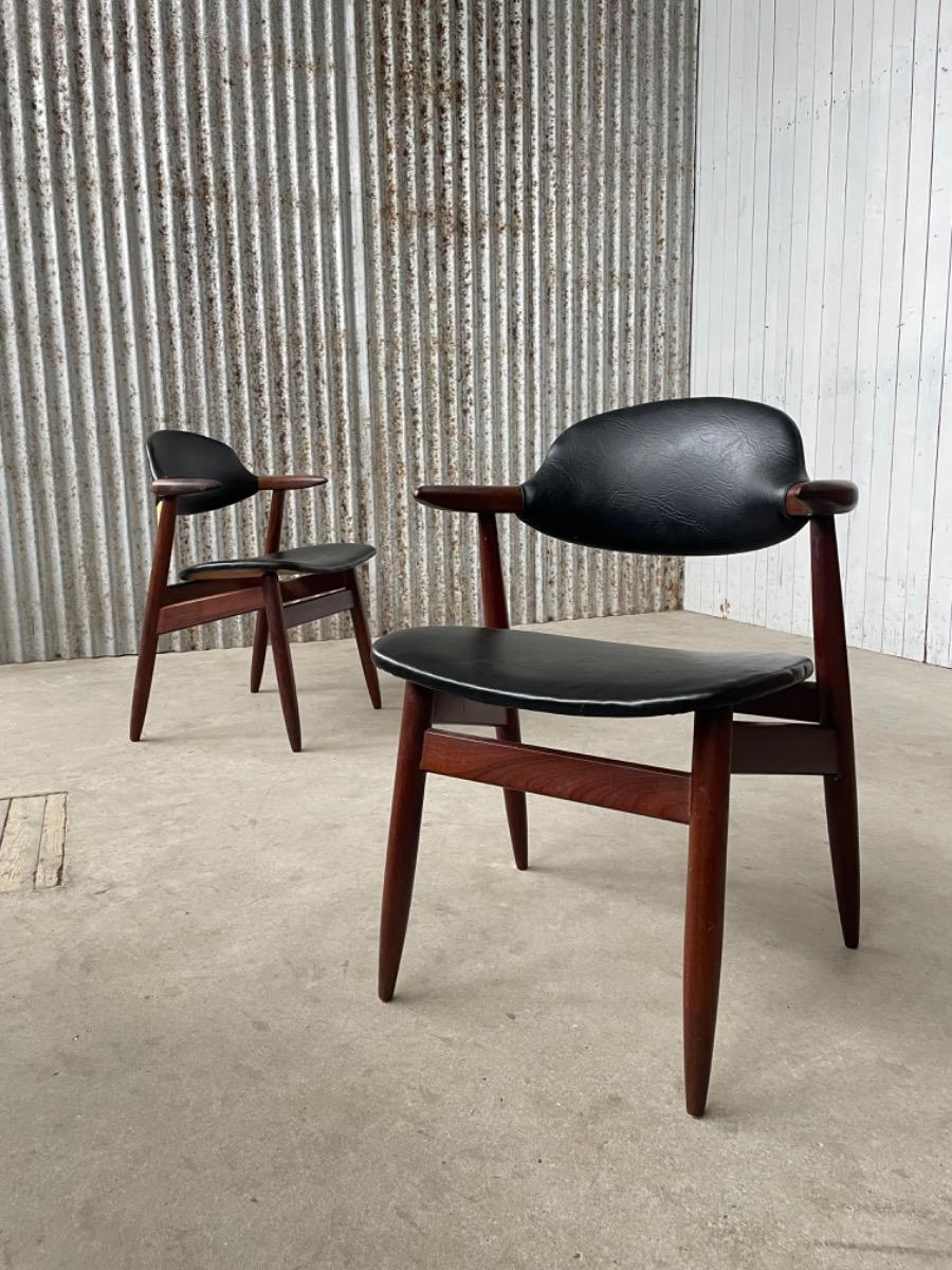 Set cowhorn chairs by Tijsseling - 1960s Netherlands 