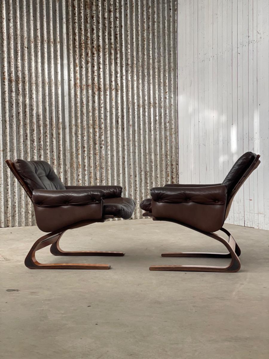 Kengu armchairs design by Rybo Rykken Solheim, Norway 1960s