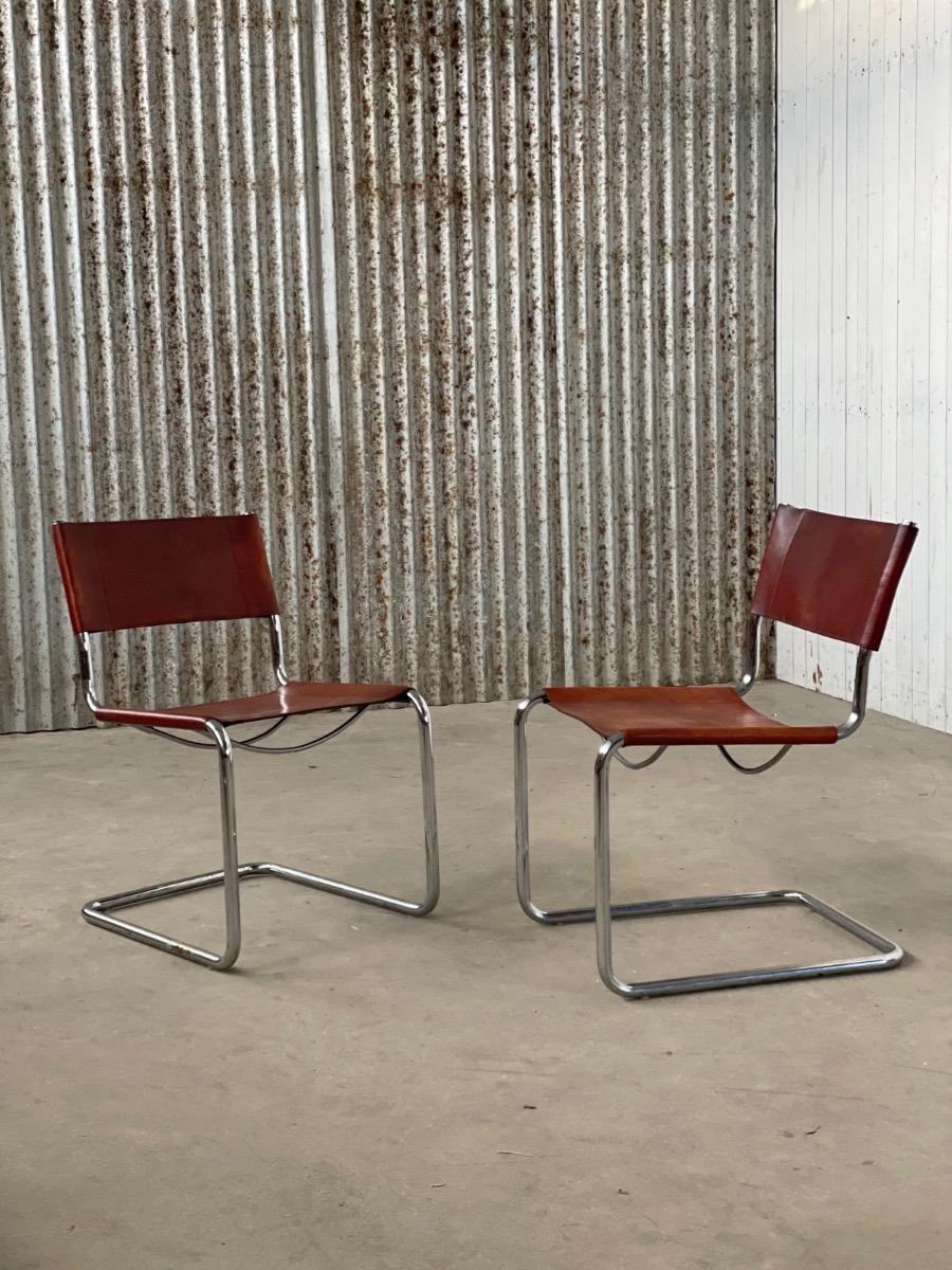 Set of 2 dining chairs B33 by Mart Stam - Marcel Breuer, 1970s Italy 