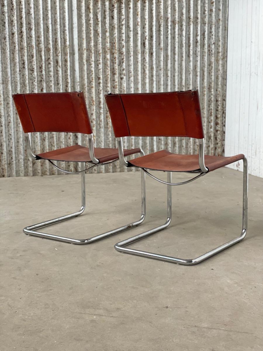 Set of 2 dining chairs B33 by Mart Stam - Marcel Breuer, 1970s Italy 