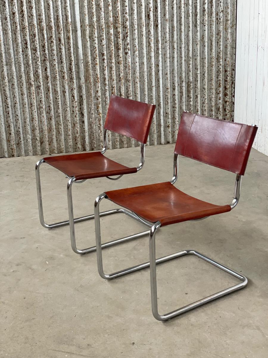 Set of 2 dining chairs B33 by Mart Stam - Marcel Breuer, 1970s Italy 