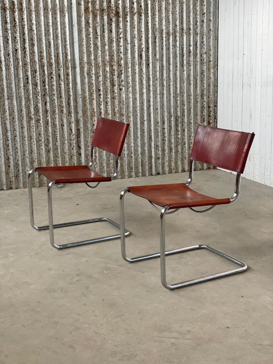 Set of 2 dining chairs B33 by Mart Stam - Marcel Breuer, 1970s Italy 