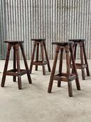 Set of 4 Brutalist Mid-Century Bar stools, 1960s