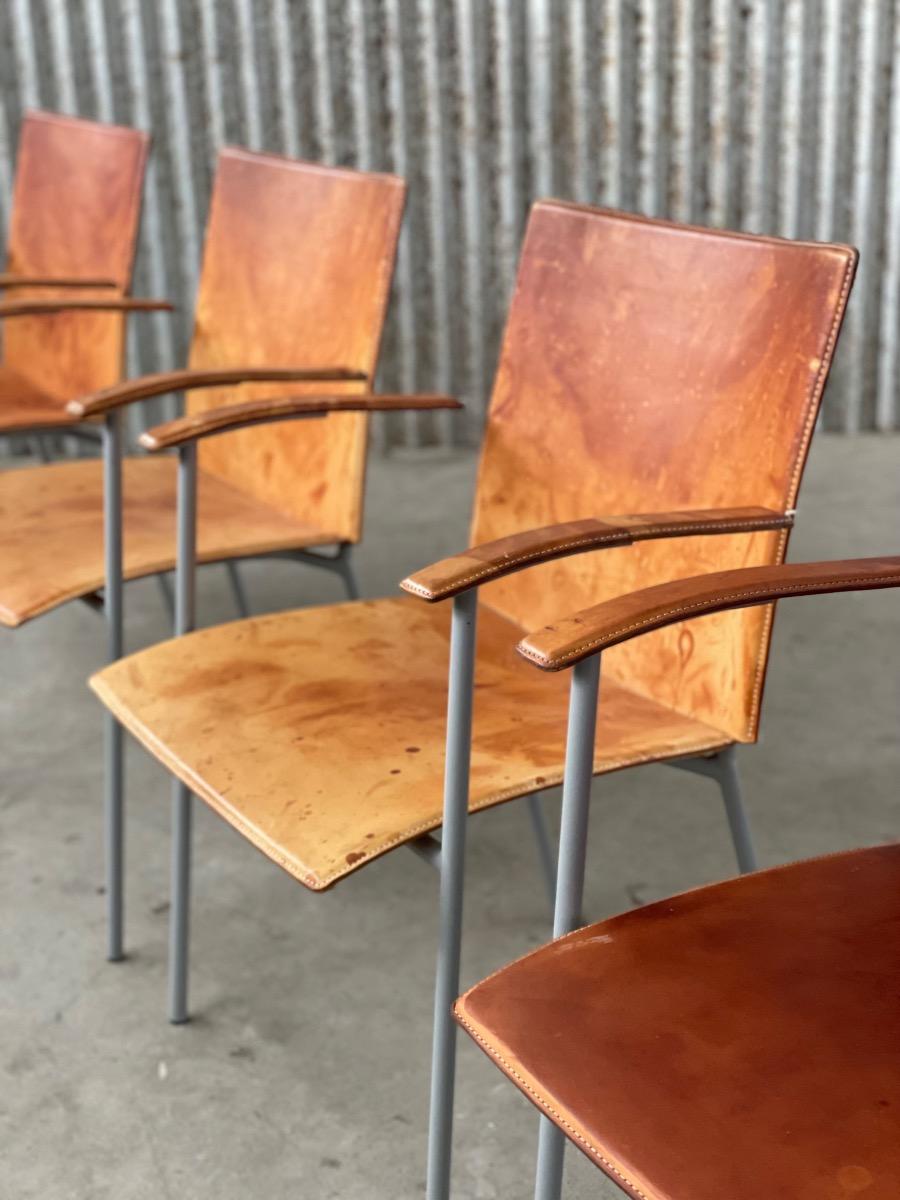 Set of 4x Leather armchairs Lammhults Design Sweden, 1990s