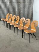 SET OF 7 VIOLIN DINING CHAIRS BY MAROESKA METZ, 1990S