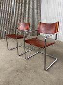 Set vintage dining chairs - MG5 Marcel Breuer - Cognac Brown leather 1960s