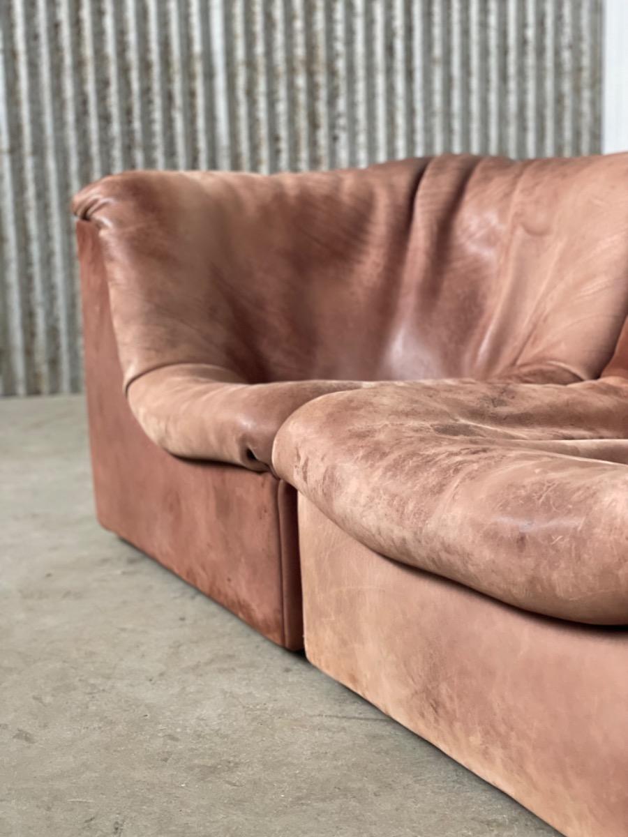 Team de Sede DS46 corner sofa Brown leather, 1970s