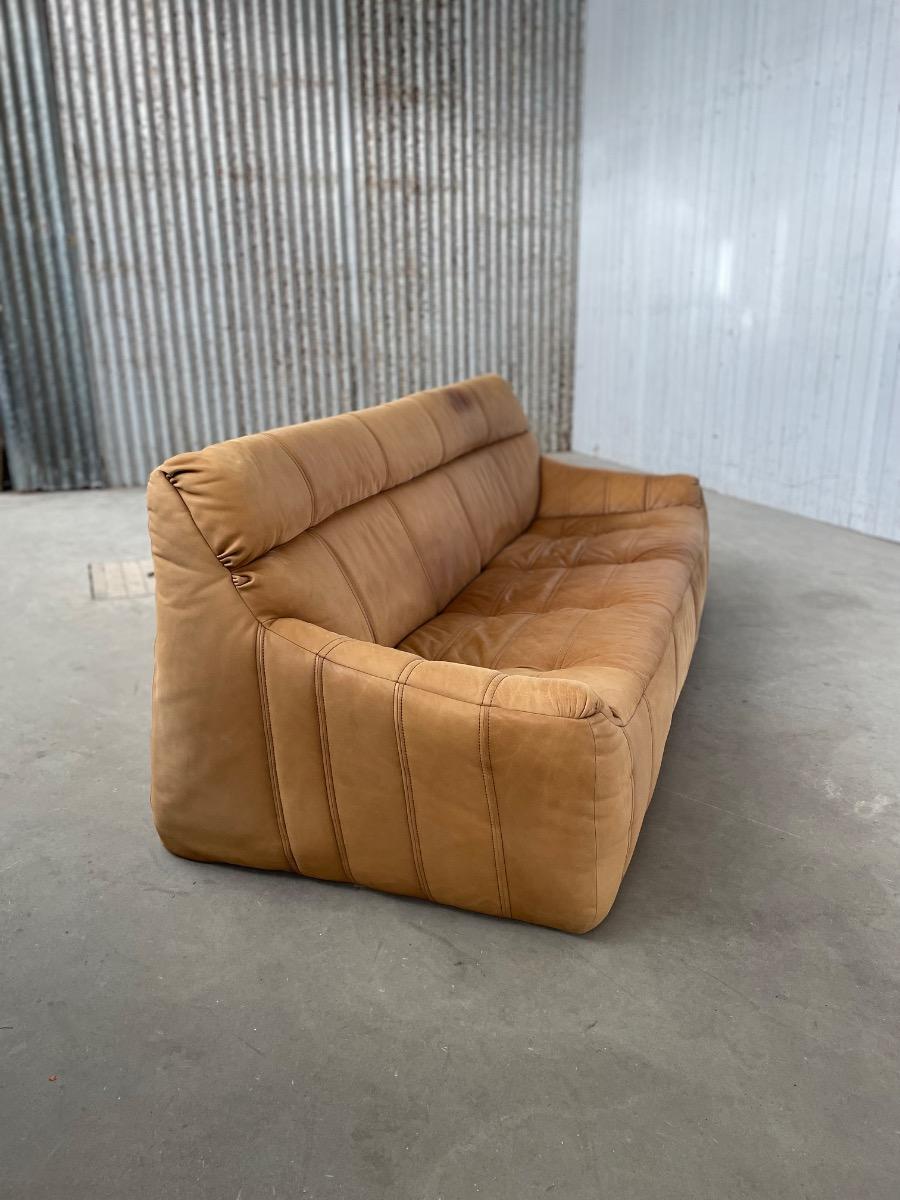 Vintage 3-seat sofa Rolf Benz in Cognac Leather, 1960s - 1st edition