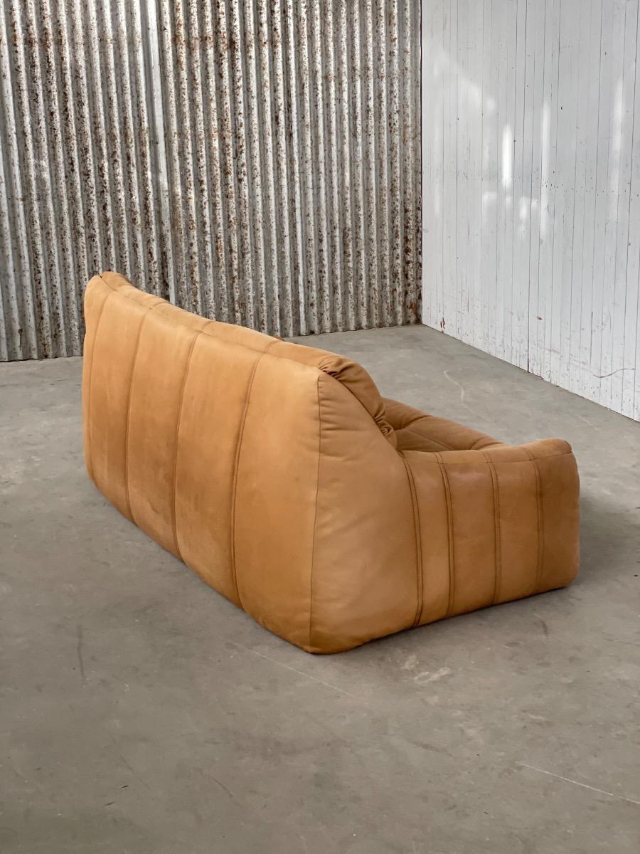 Vintage 3-seat sofa Rolf Benz in Cognac Leather, 1960s - 1st edition