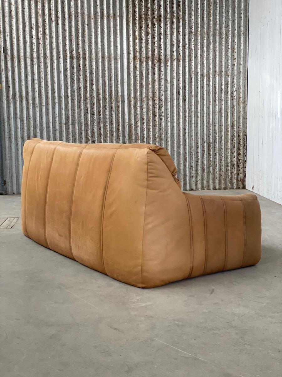 Vintage 3-seat sofa Rolf Benz in Cognac Leather, 1960s - 1st edition