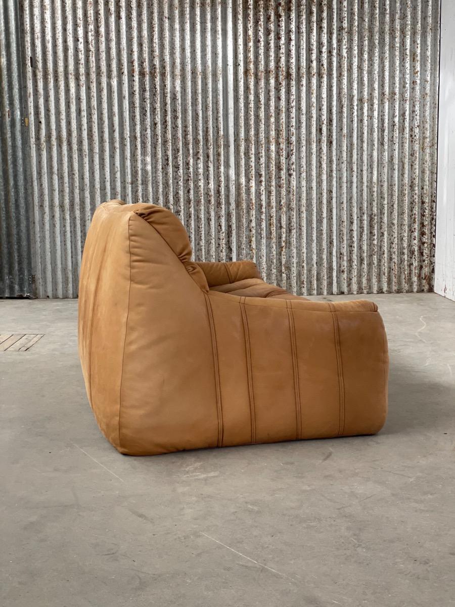 Vintage 3-seat sofa Rolf Benz in Cognac Leather, 1960s - 1st edition