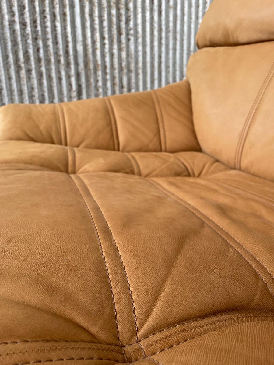 Vintage 3-seat sofa Rolf Benz in Cognac Leather, 1960s - 1st edition