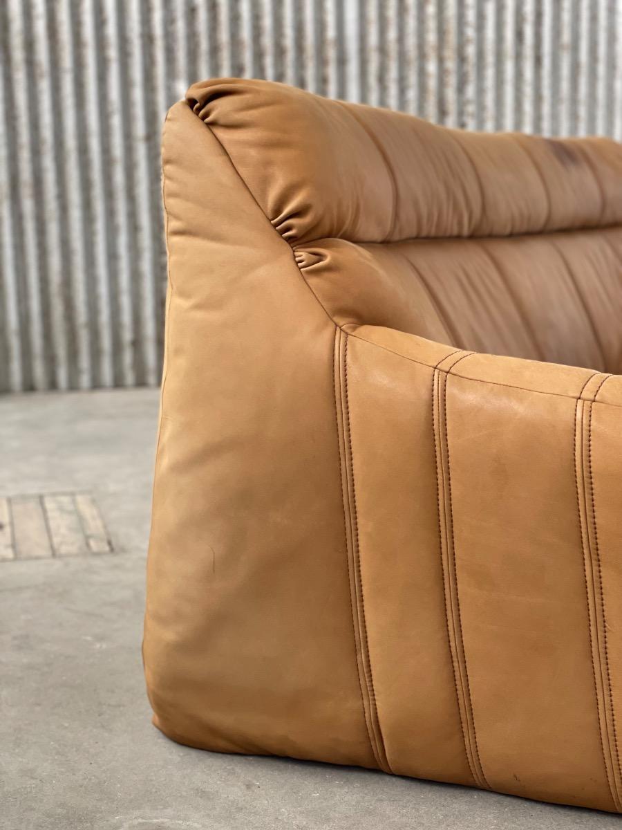 Vintage 3-seat sofa Rolf Benz in Cognac Leather, 1960s