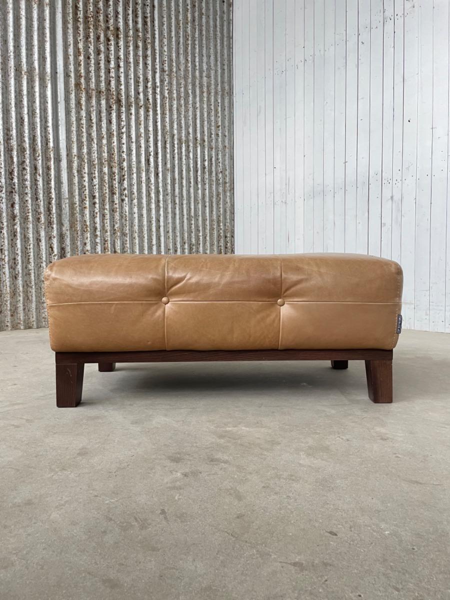 Vintage brown leather ottoman 