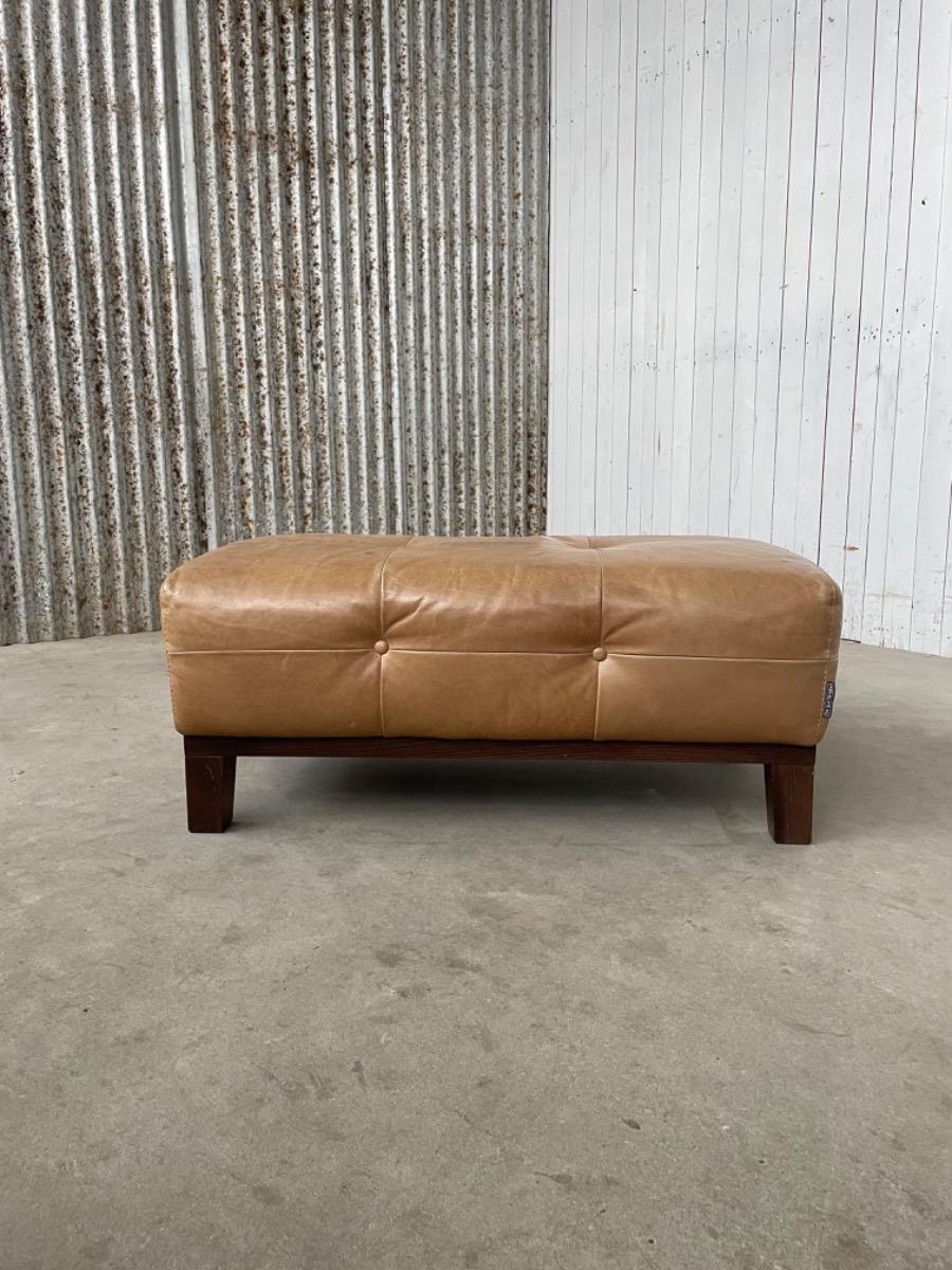 Vintage brown leather ottoman 