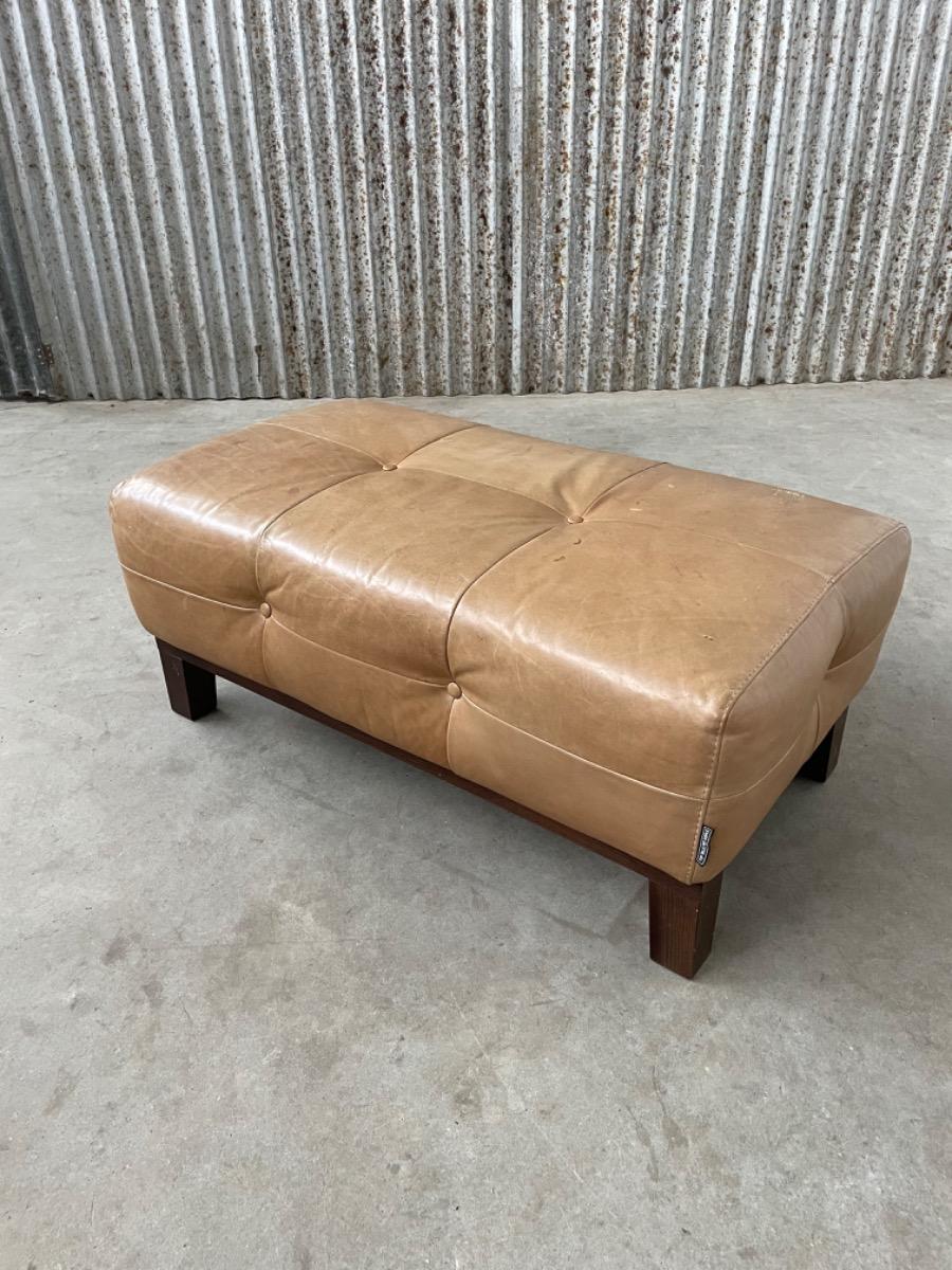 Vintage brown leather ottoman 