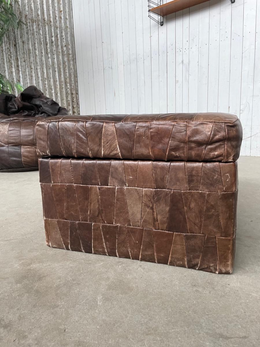 Vintage leather patchwork ottoman de Sede 1970