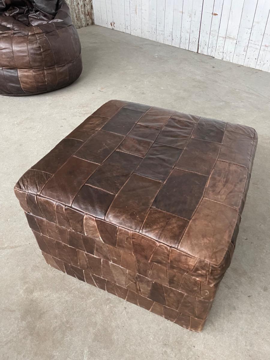 Vintage leather patchwork ottoman de Sede 1970