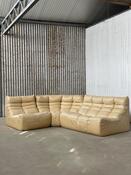 Vintage modular sofa 1970s by Josef Höner Musterring beige leather, 1st edition