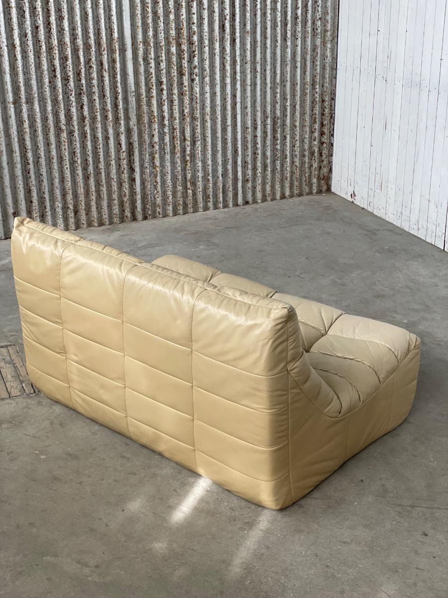 Vintage modular sofa 1970s by Josef Höner Musterring beige leather, 1st edition