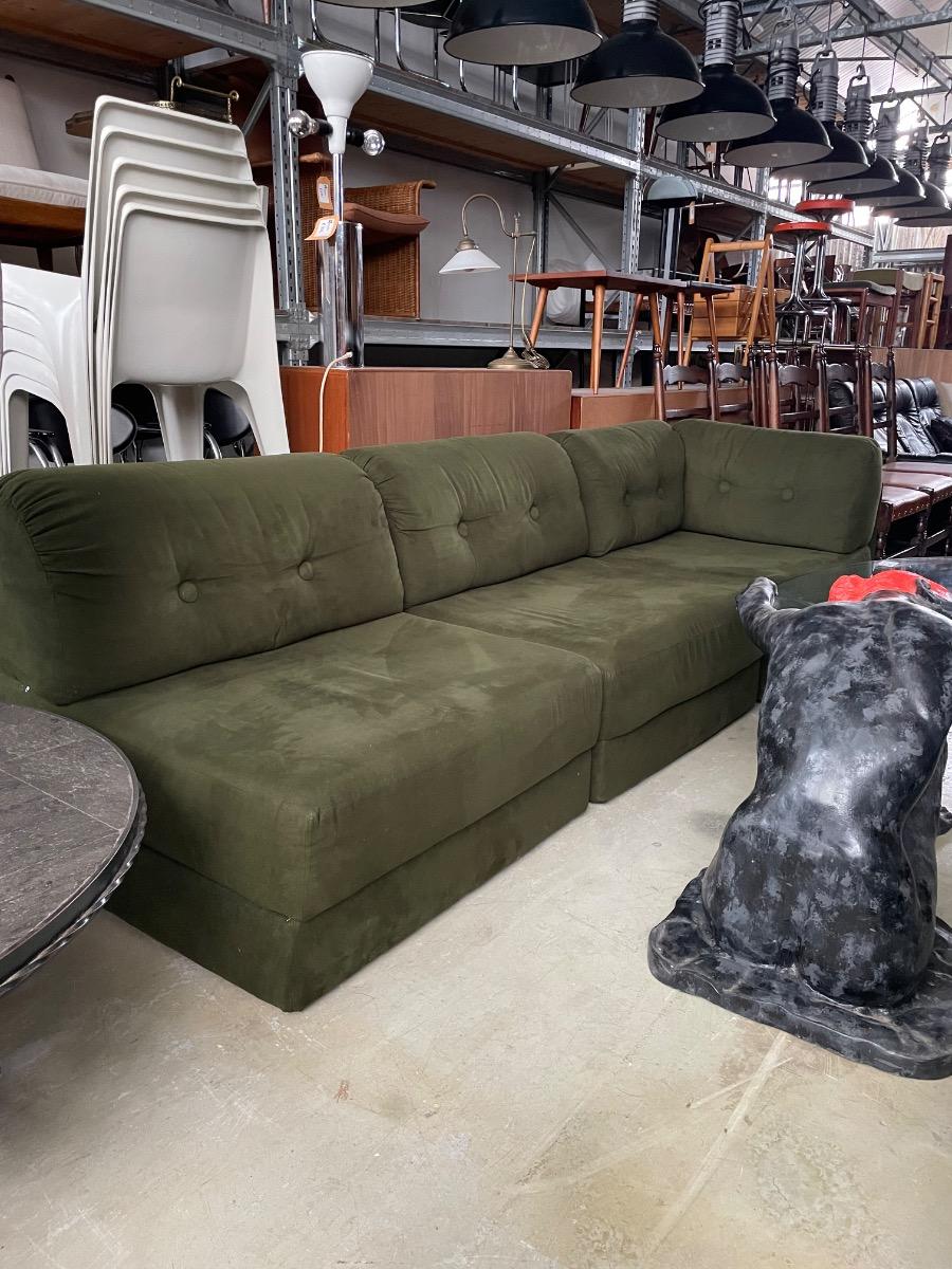 Vintage modular sofa in green with 6x elements, 1970s