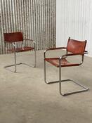 Vintage set Bauhaus dining chairs - MG5 Marcel Breuer/ Mart stam - 1970s - cognac brown 