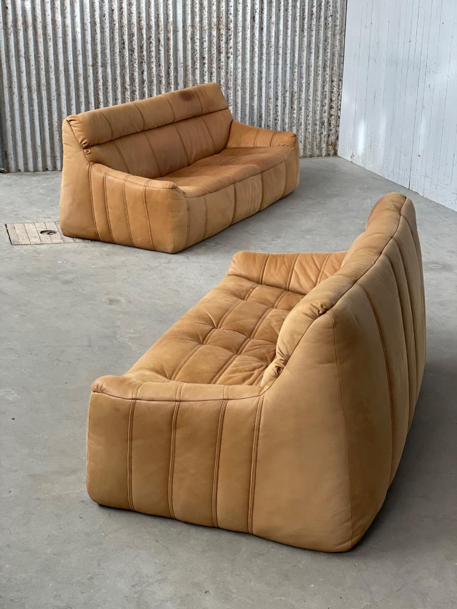 Vintage Sofa set Rolf Benz in Cognac Leather, 1960s - 1st edition