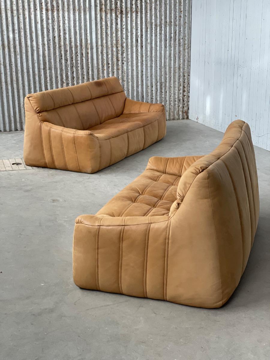 Vintage Sofa set Rolf Benz in Cognac Leather, 1960s - 1st edition