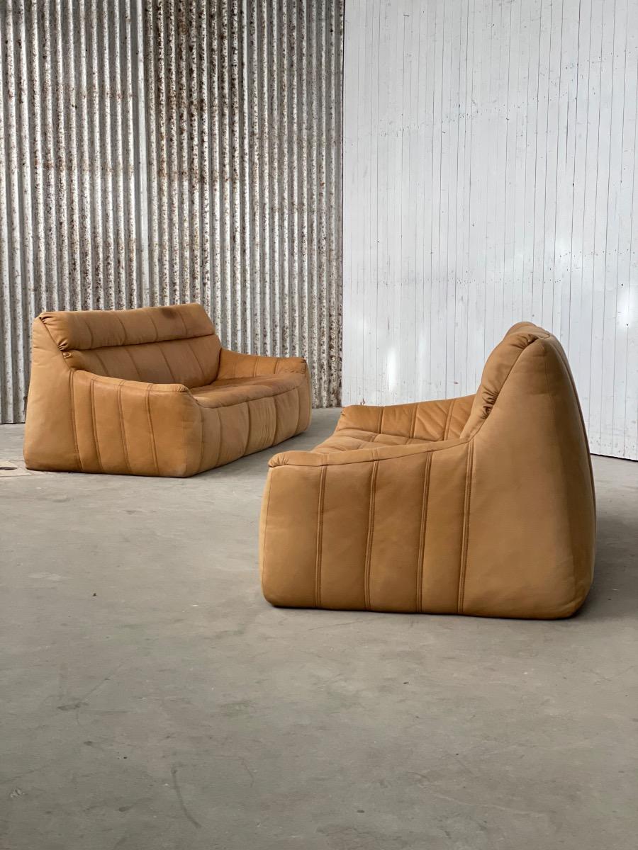 Vintage Sofa set Rolf Benz in Cognac Leather, 1960s - 1st edition