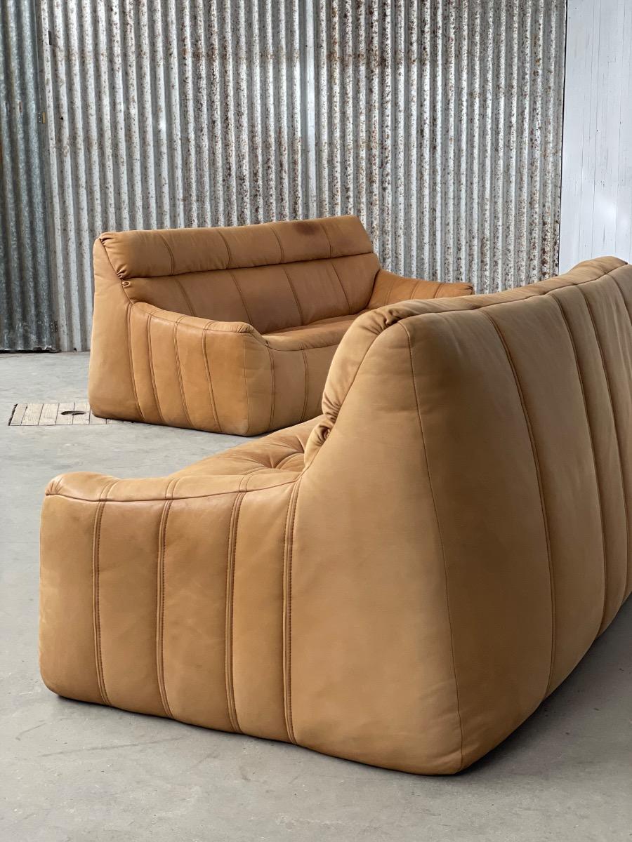 Vintage Sofa set Rolf Benz in Cognac Leather, 1960s - 1st edition