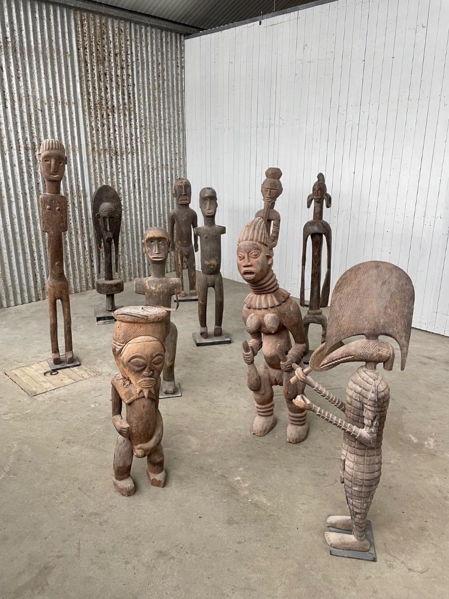 Wooden African tribal art sculptures 