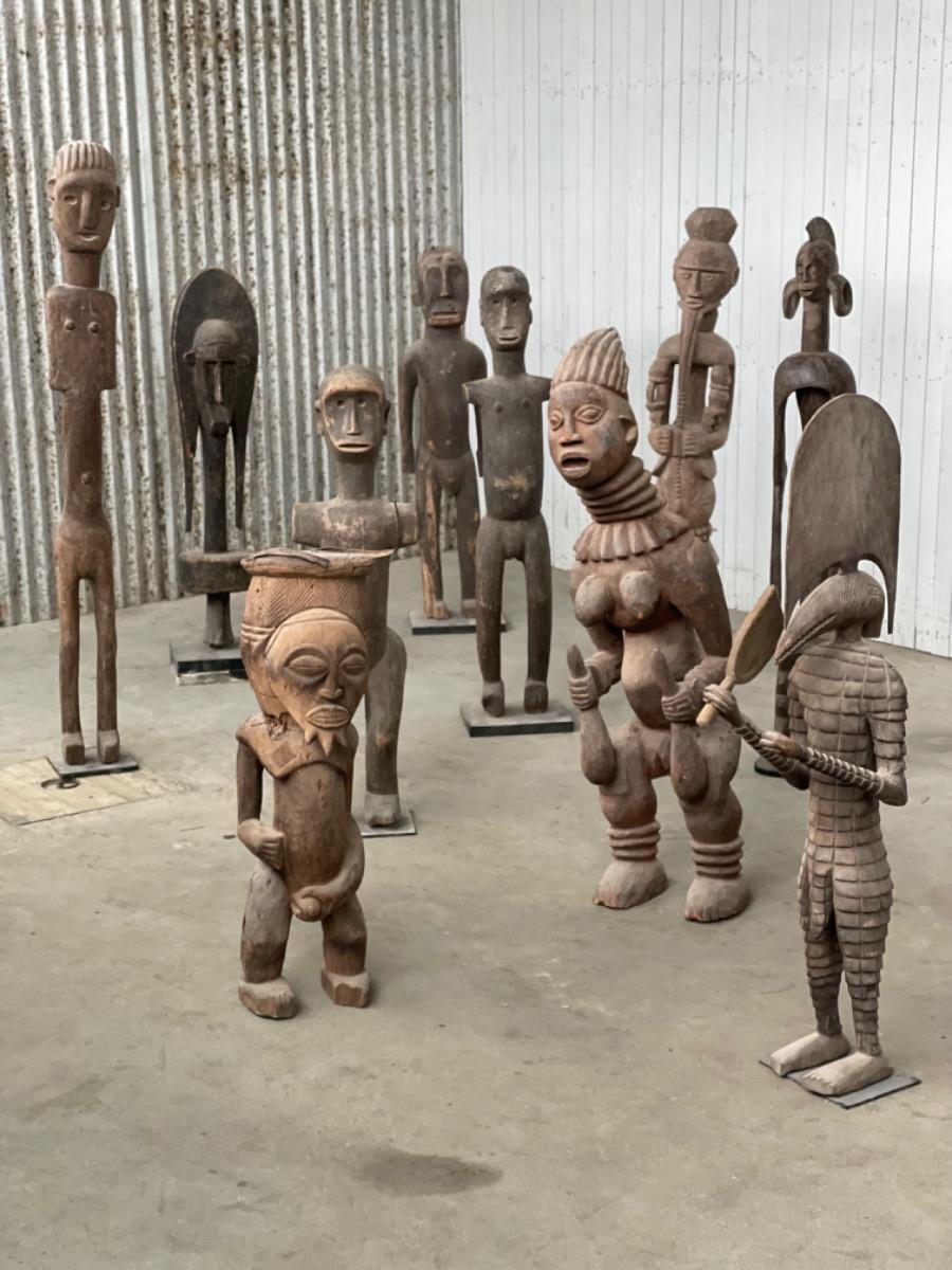 Wooden African tribal art sculptures 