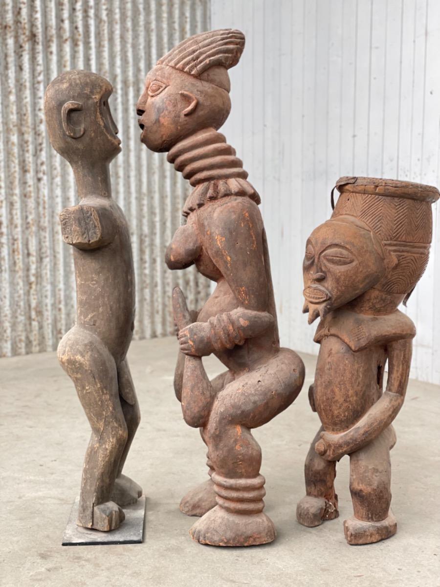 Wooden African tribal art sculptures 